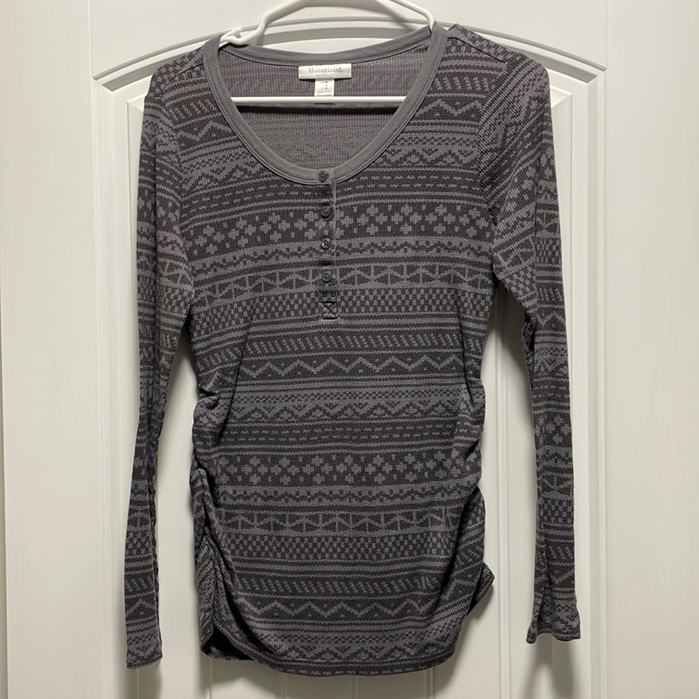 Motherhood maternity long sleeve Henley with side ruching